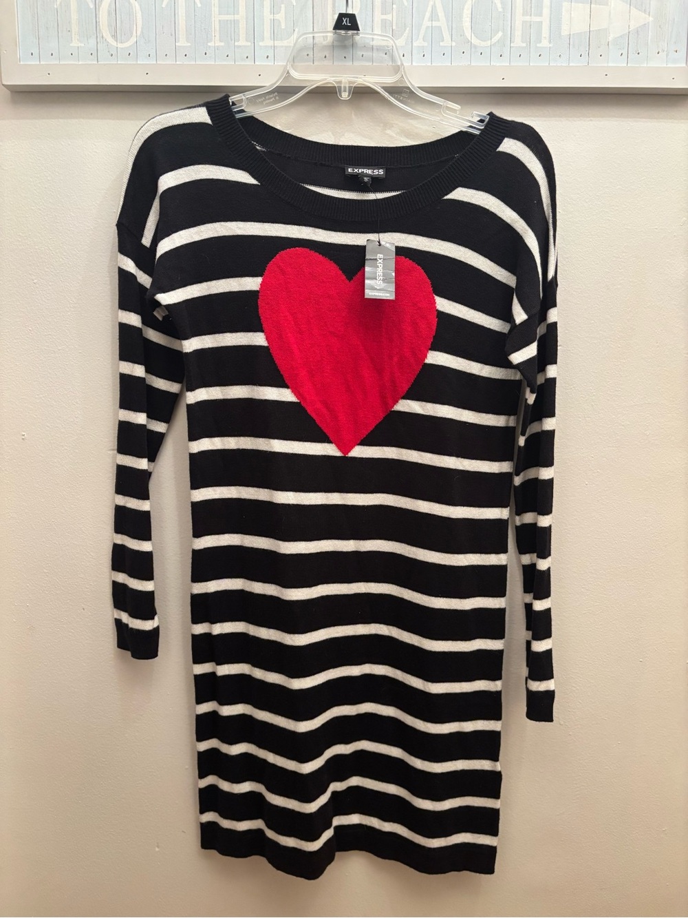 Express Heart Sweater dress Striped new w/tags XS